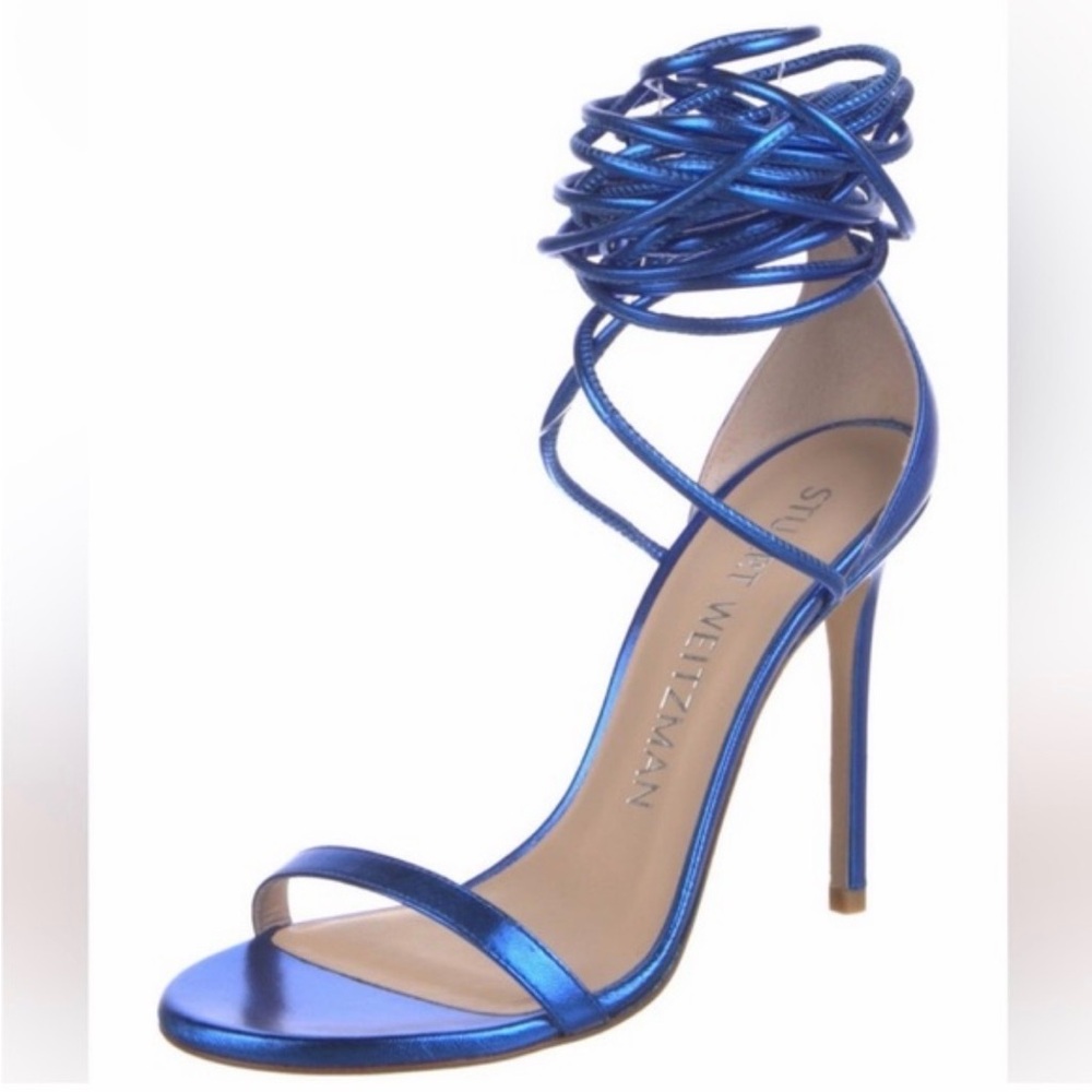 Stuart Weitzman Metallic Blue Spiral Heels